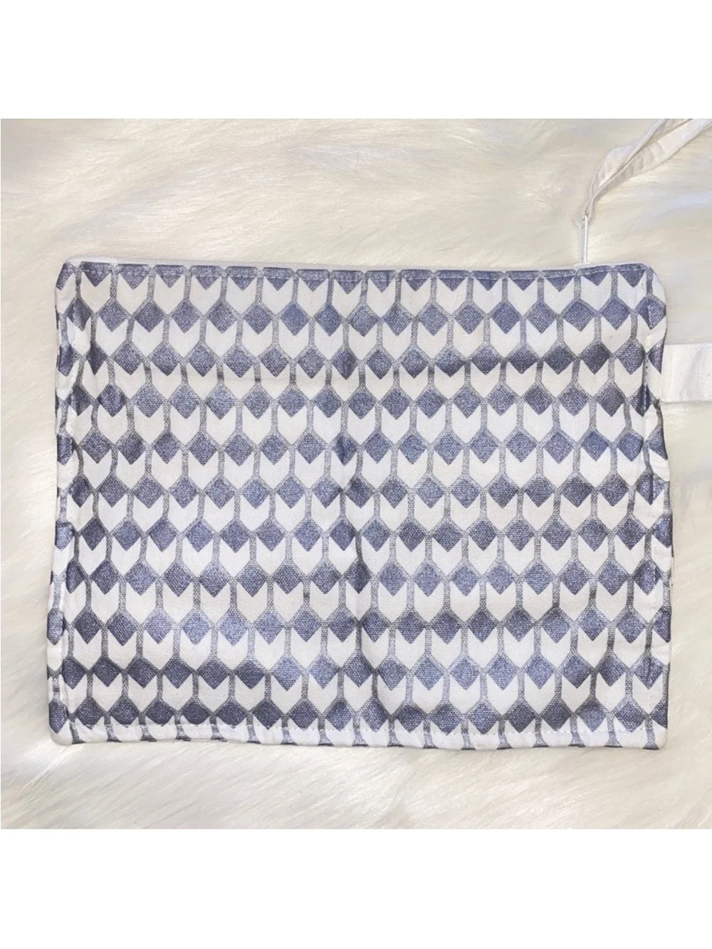 West Elm Gray & Cream Zip Cosmetic Pouch